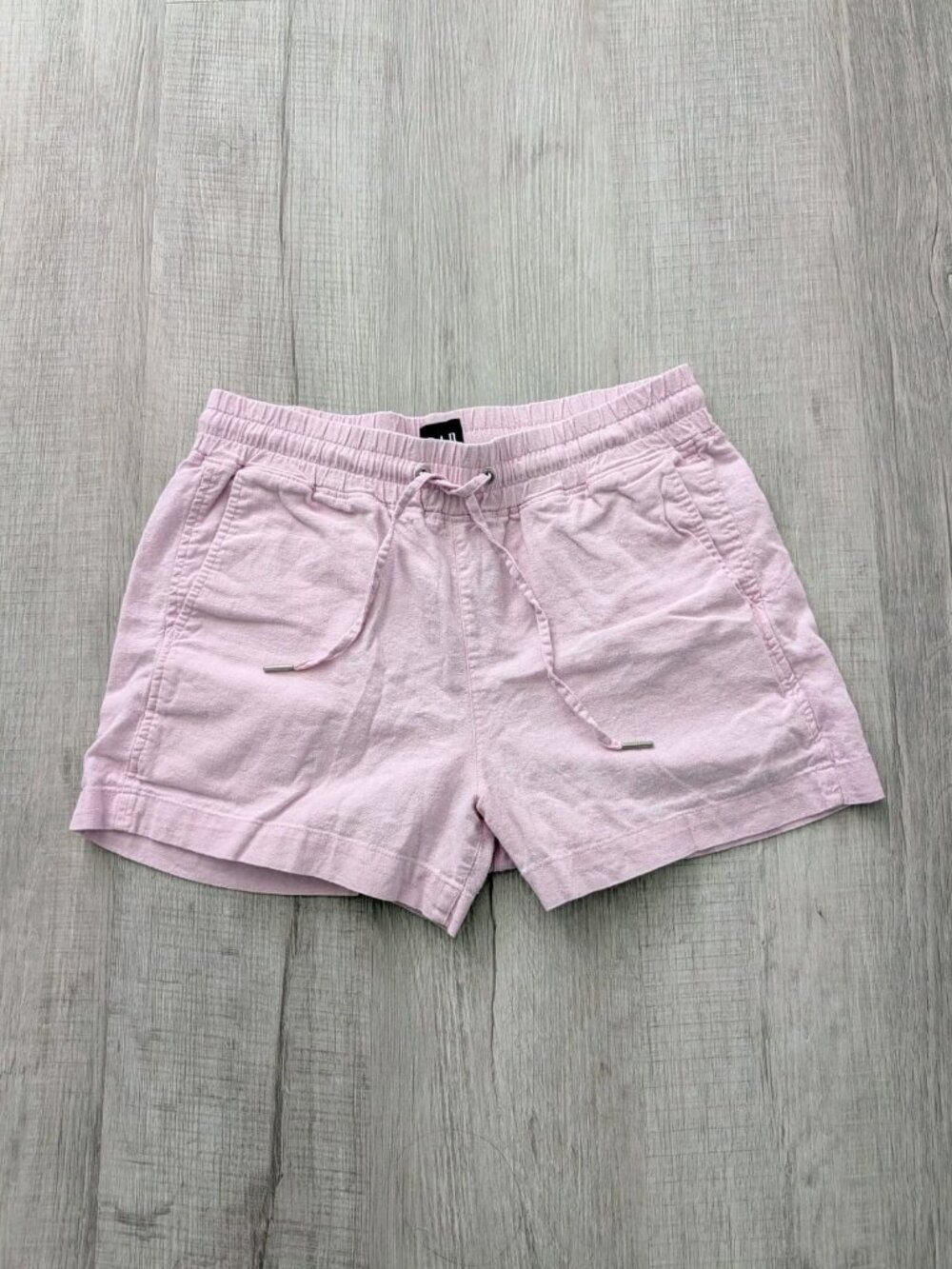 Gap Linen Blend Short High Rise Elastic Wide Waist Pink Shorts Pockets 29x3 Sz S